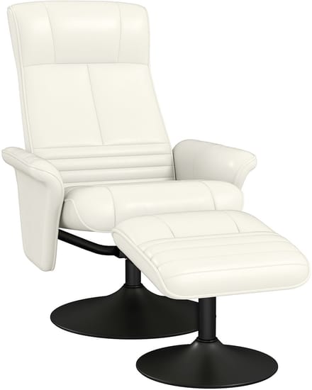 HOMCOM-Relaxsessel mit Fußhocker-Polyester, Stahl-69L x 71B x 104H cm-Cremeweiß