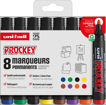 Uni-ball Prockey Permanent Marker Set - Bullet 1,8-2,2 mm - 8 stuks