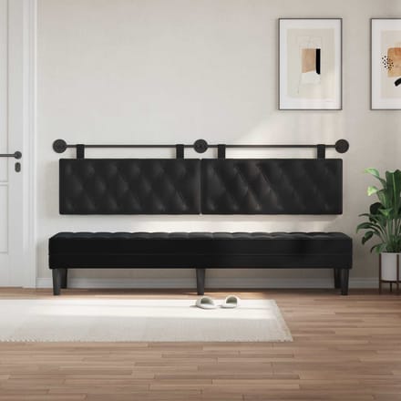 vidaXL - Hangend - hoofdbord - Zwart - Fluweel
