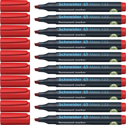 Schneider permanent marker - Maxx 133 - beitelpunt - rood - 10 stuks - S-113302-10