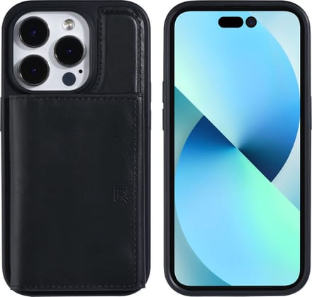 Zwart hoesje van UNIQ Accessory voor iPhone 14 Pro - Pasjeshouder - Magneetsluiting