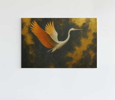 Canvas Schilderij - Elegante Vogel - Kunst Print Op Canvas - 90x60x2 cm