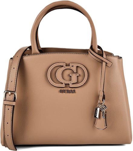 GUESS handtas schoudertas Isola 3 Compartment Satchel Beige Taupe