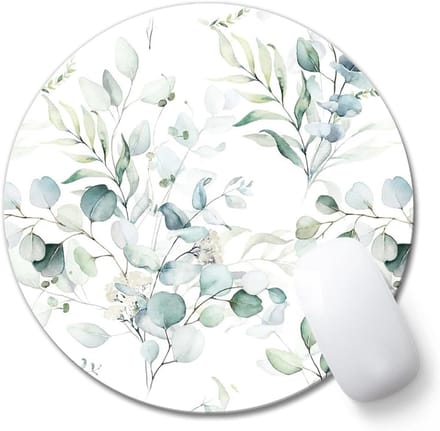 Muismat rond met bladeren - 20 cm - groen - stijlvol