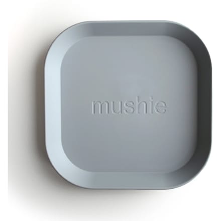 Mushie - Kinderservies Borden Vierkant (Set van 2) - Borden - Cloud