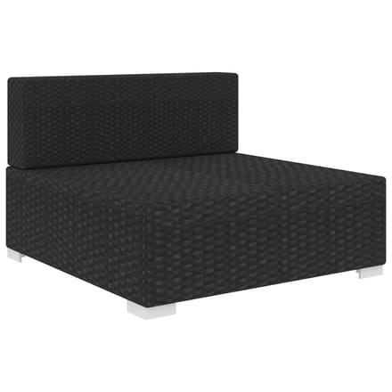 vidaXL - Tuinstoel - met - kussens - middensectie - poly - rattan - zwart