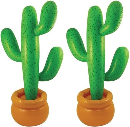 Henbrandt Cactus opblaasbaar - 2x - groen - mega - 170 cm - Mexicaans/Tropical thema feestartikelen