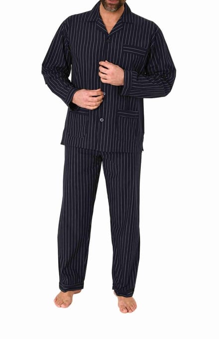 Herenpyjama met lange mouwen en knoopsluiting in elegante optiek