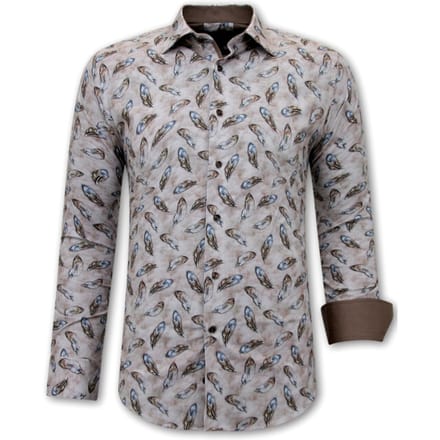 Overhemd Vogel Veer Print Heren - 3111- Bruin
