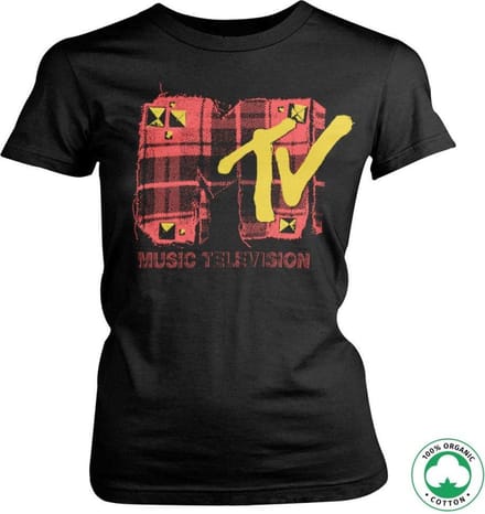 MTV Dames Tshirt -XL- Plaid Organic Zwart