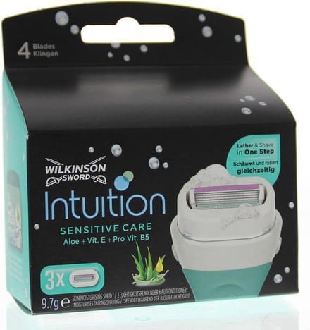 Wilk intuition dry skin scheermes sensitive care 3 stuks