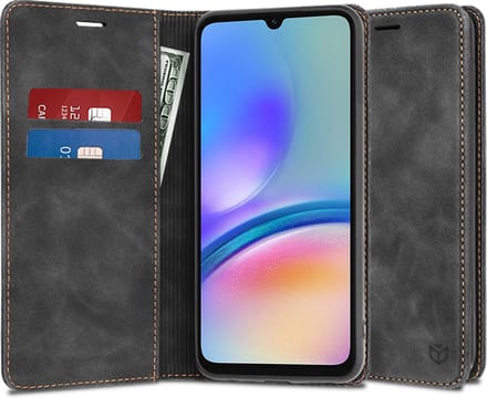 Hoesje geschikt voor Samsung Galaxy A05s - Techsuit Confy Book Wallet Case - Zwart
