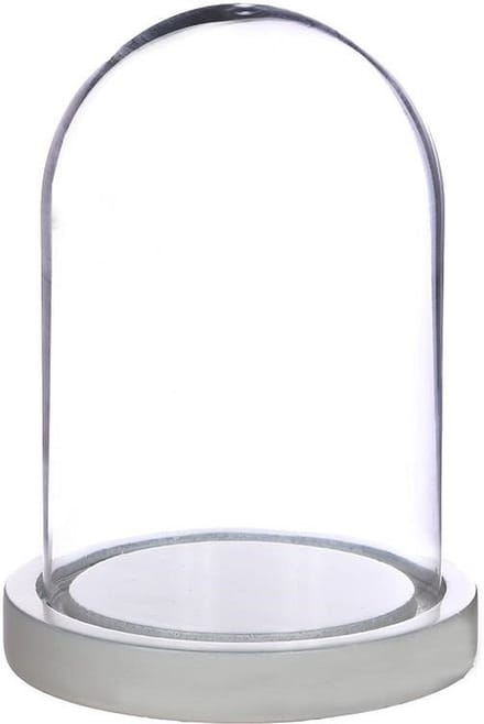 Ideas 4 Seasons Decoratie stolp - glas - houten wit plateau - D12 x H16 cm