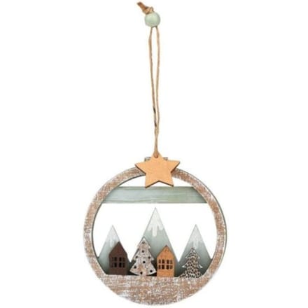 Kerst hanger winterlandschap hout assorti