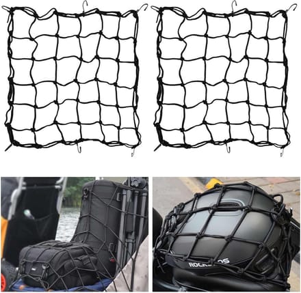 2 Stuks Elastisch Bagagenet voor Motor en Fiets - 50x50 cm Laadnet met Haken