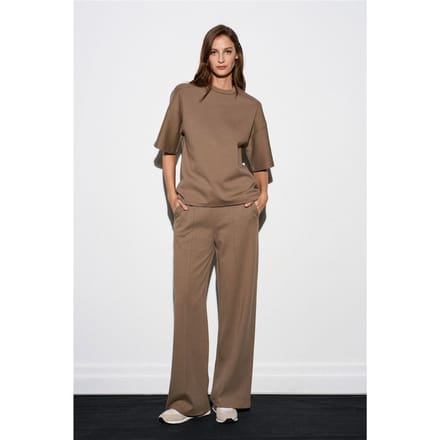 Brede gebreide broek