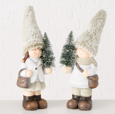 Kerst - Kinderen - Decoratie - 2 set - Keramiek - 30 cm