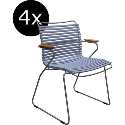HOUE Bundel 4x CLICK Eetkamerstoel met lage rugleuning - duivenblauw