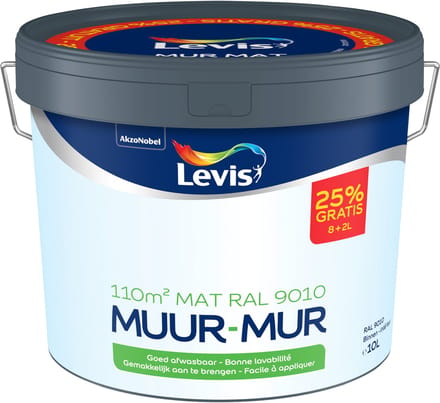 Levis - Muur Mat - Ral 9010 - 10 L
