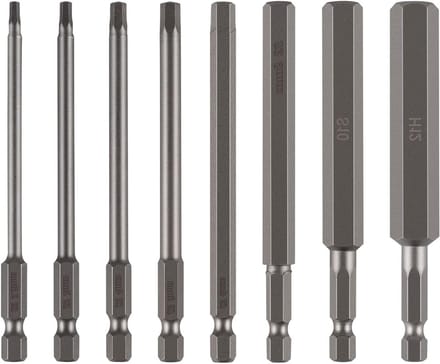 8-delige Magnetische Schroevendraaier Bits Set 1/4'' met Lange 100mm Hex Bits en S2 Hex Schacht voor Precisiewerk