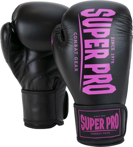 Super Pro Combat Gear Champ (kick)bokshandschoenen Zwart/Roze 10oz