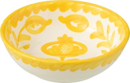 J-Line kom Granada Low - keramiek - wit/geel - small - Ø 14 cm
