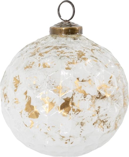 HomeBound by KY | Glazen kerstbal white & gold | 10x10x10cm | kerstbal