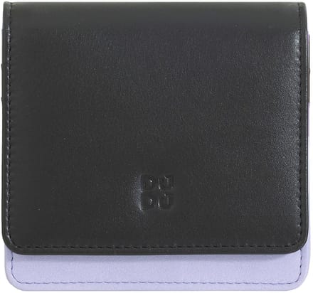 DuDu Flores Portemonnee Leer 10 cm - Dames - Staand formaat - black-lavander