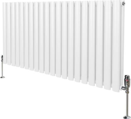 Ovale radiator + trv-chroomkranen - wit - 600mm x 1200mm - 5367 btu