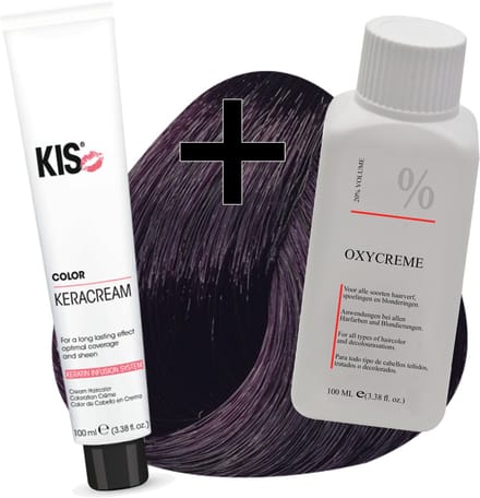 KIS haarverfset - 4C Middel cassis  - haarverf & waterstofperoxide