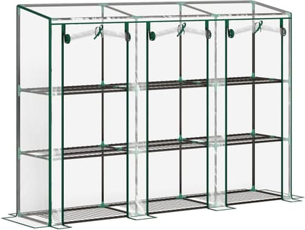 Killogood Kas met 3-laags planken balkonkas 3 ritssluiting oprolbare deuren 215 x 46 x 151 cm transparant