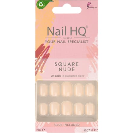 Nail HQ Square Nude Nails 24 pcs + 2 ml