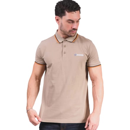 Lambretta Herenpoloshirt met drie punten (Cashew/Stone/Navy/Orange)