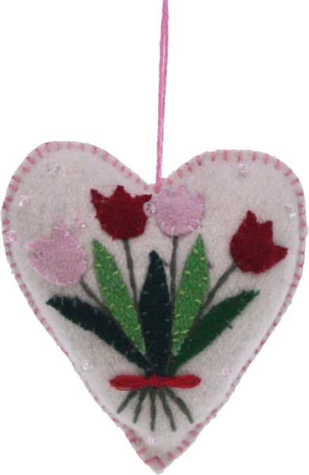 Hart wit Tulpen, vilt 7x2x7cm