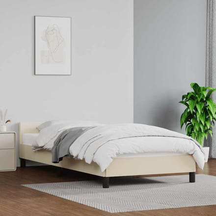 vidaXL - Bedframe - met - hoofdeinde - zonder - matras - 90x200 - cm - crèmekleurig