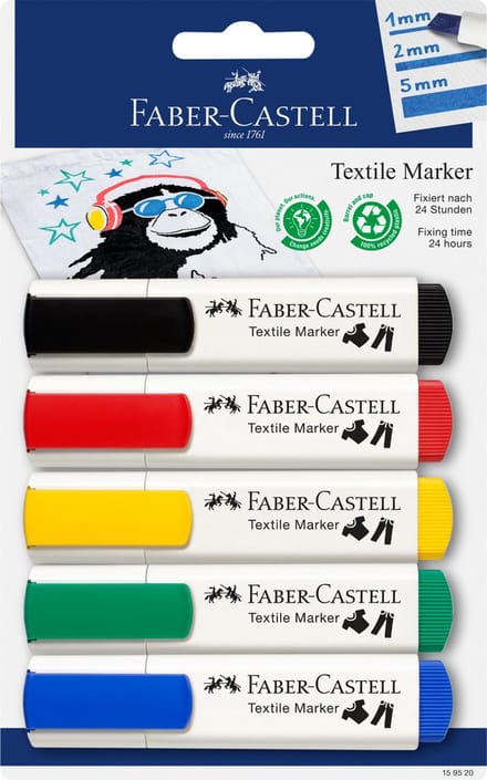 Faber-Castell textielmarker - set 5 stuks - FC-159520