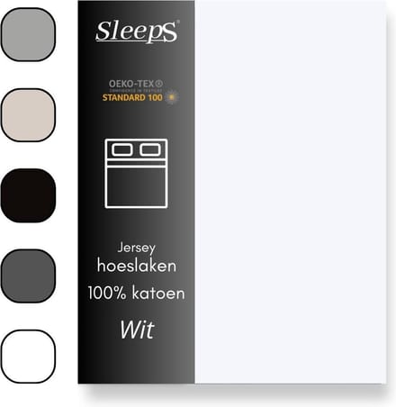 Sleeps Jersey Hoeslaken Katoen - 120x200 cm - Wit - Strijkvrij