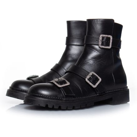 Hank platte juwelen gespschoen enkelboots