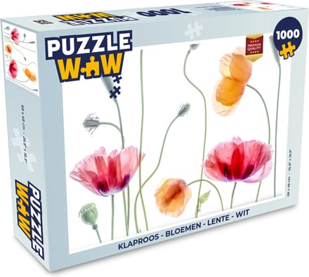 Puzzel Klaproos - Bloemen - Lente - Wit - Legpuzzel - Puzzel 1000 stukjes volwassenen