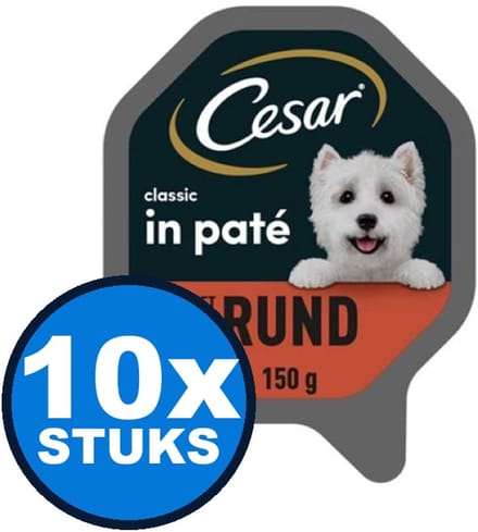 10x Cesar Classic - Pate met Rund - Hondenvoer - 150g