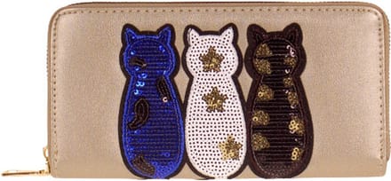 Portemonnee goud met poesjes - 20x11cm