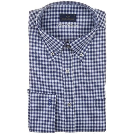 Paul & Shark Overhemd Silver Cotton Satin Check Shirt Blauw / male
