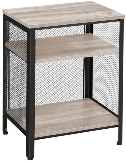 Hoppa! | Bijzettafel | Greige & Zwart | Mesh & Staal | 49 x 35 x 63 cm (B x D x H)