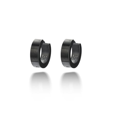 Twice As Nice black stainless steel hoop earrings, 13 mm/4 mm