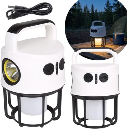 LED-campinglamp op accu met houder, kampeerlamp met dimfunctie, stroboscoop