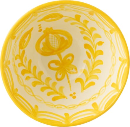 J-Line kom Granada High - keramiek - wit/geel - medium - Ø 22 cm