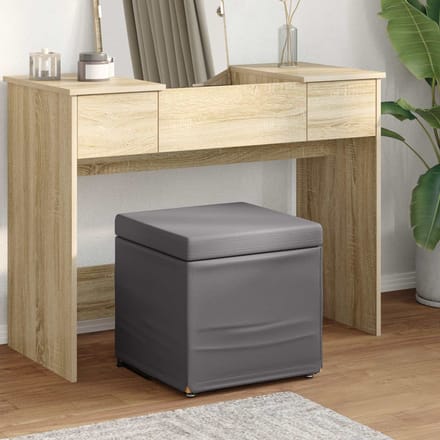 vidaXL - Kruk - Grijs - 41 - x - 41 - x - 40 - cm - Kunstleer - en - Geengineerd - Hout