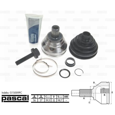 Homokineet reparatie set, aandrijfas PASCAL G1S009PC
