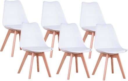 Jently eetkamerstoelen - stoelen - houten poten - kunststof - set van 6 - wit