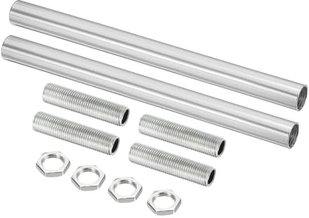 Verlengstangenset - Schroefdraadbuis - Bevestiging Maken - Wartelmoer - 15 cm - Zilver